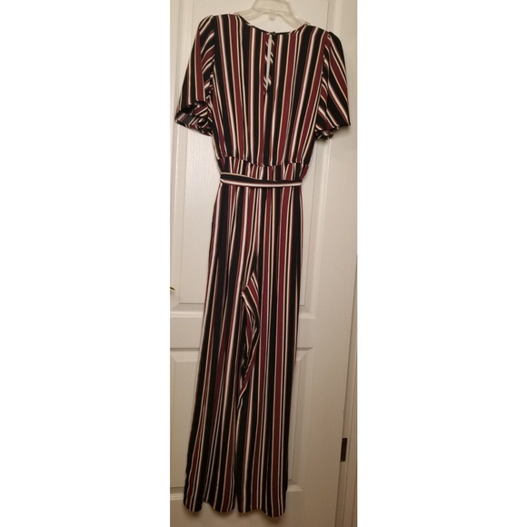 Xhilaration Career Casual Multicolor Jumpsuit Striped Drawstring Wide Leg Size S - Picture 2 of 10